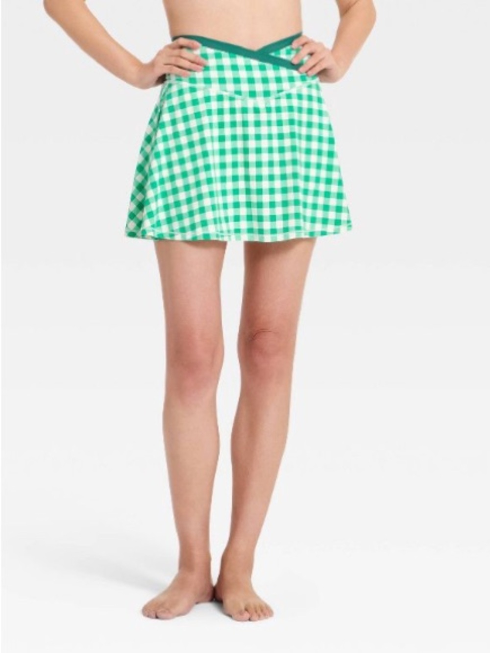 All I  motion green Gingham athletic skort NWT 8